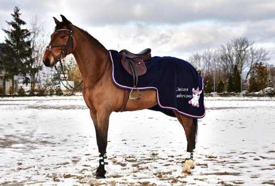Bederní deka Horsea Unicorn fleece - Barva: Černá, Velikost deky: 155-XL