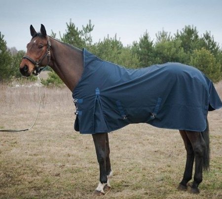 Stájová/výběhová přechodná deka pro koně Horsea Active Softshell Modrá
